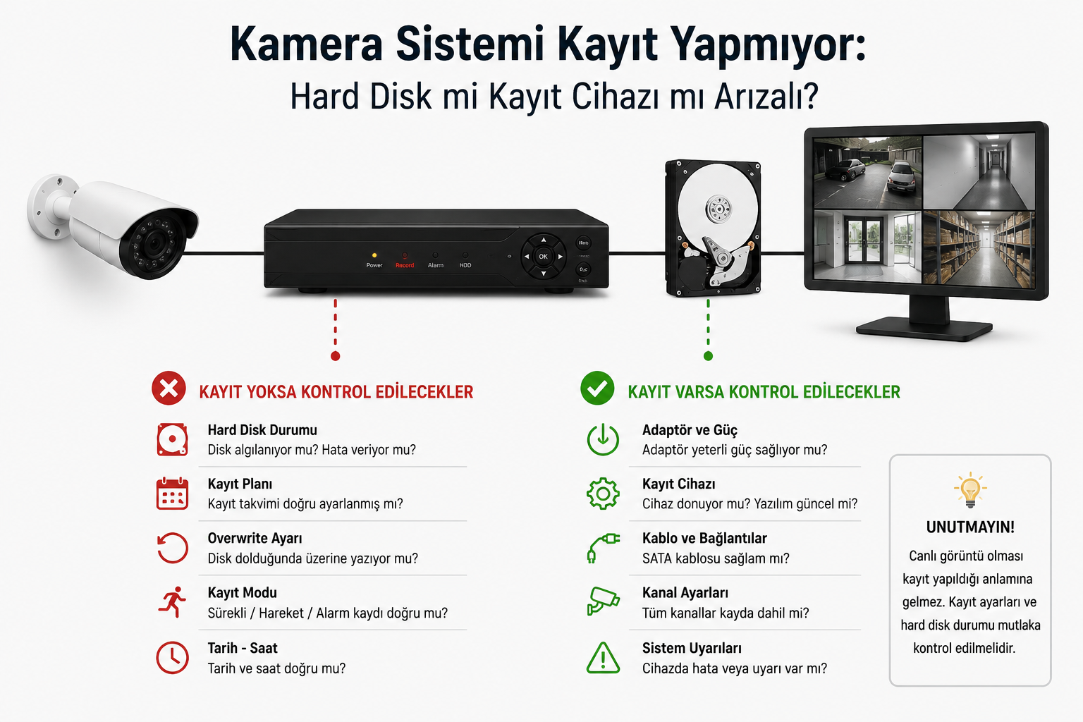Kamera Sistemi Kayıt Yapmıyor | Hard Disk mi Kayıt Cihazı mı? 