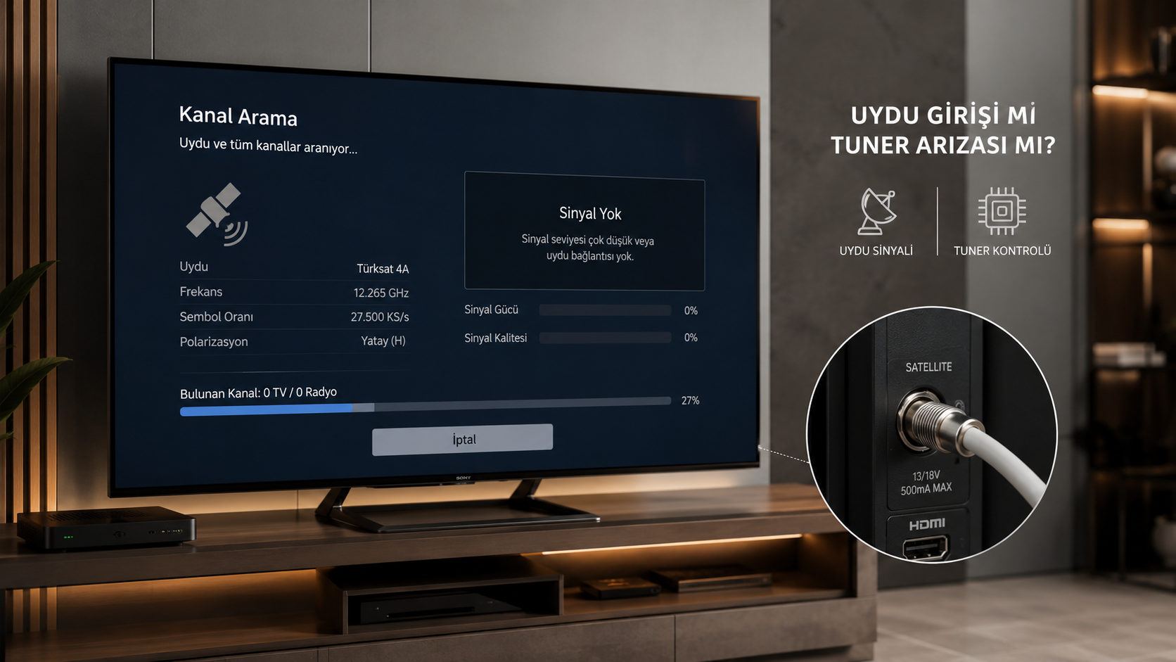 Televizyon Kanal Bulmuyor Uydu Girişi mi Tuner Arızası mı?