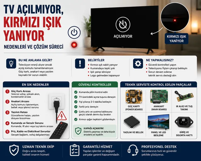 TV Açılmıyor, Kırmızı Işık: Güç mü Anakart mı?