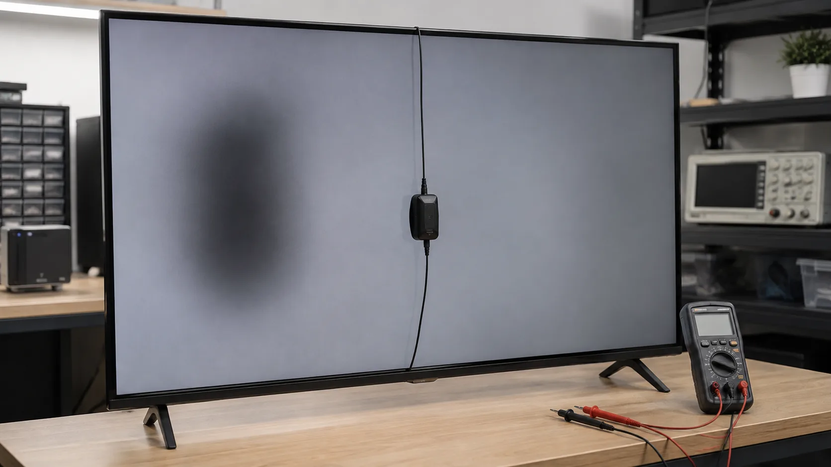 TV ekranındaki siyah leke ve gölge için teknik kontrol görseli
